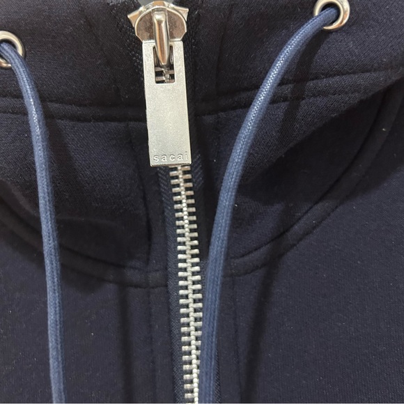 SACAI Navy & Khaki Sponge Sweat MA-1 Hoodie - Picture 4 of 8